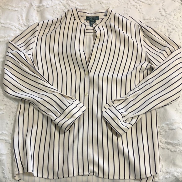 Lauren Ralph Lauren Tops - Lauren Ralph Lauren Cream and Black Striped Blouse